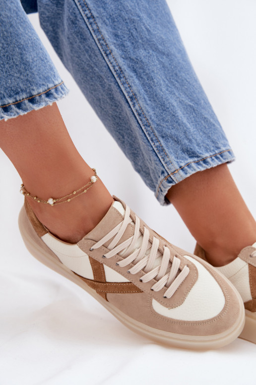 Pele de camurça À modalo de tênis Feminino Zazoo N1108S5 bege