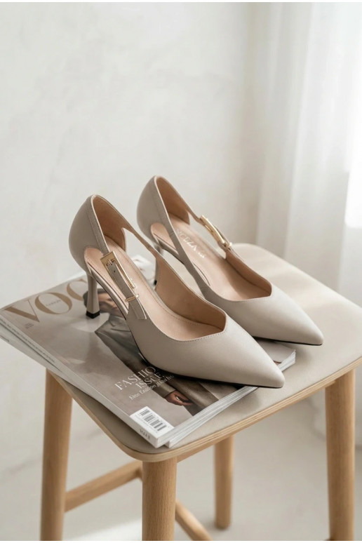 sapatos de salto alto Com recortes I Złotą com fivelas Vinceza 62288 cor cinza