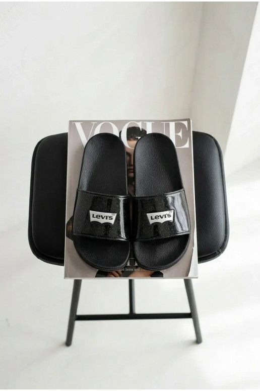 Chinelos Juventude LEVI'S VPOL0251S-2693 cor preta com brilho