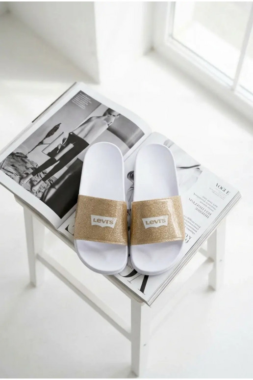 Chinelos Juventude LEVI'S VPOL0251S-3923 cor dourada com brilho