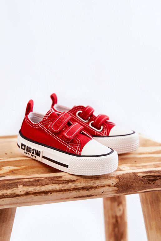 Infantil  sapatos casuais com fixadores adesivos BIG STAR KK374082 cor vermelha