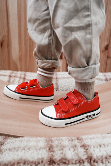 Infantil  sapatos casuais com fixadores adesivos BIG STAR KK374082 cor vermelha 2