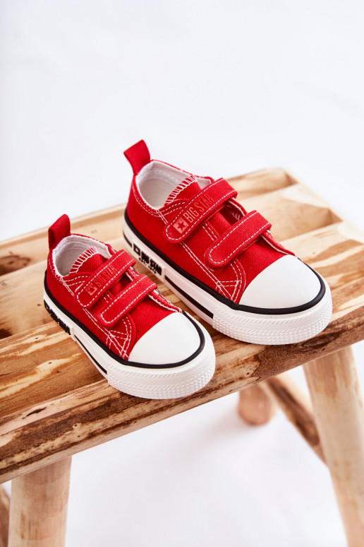 Infantil  sapatos casuais com fixadores adesivos BIG STAR KK374082 cor vermelha