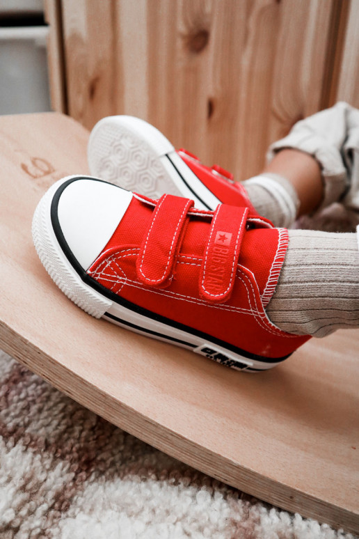 Infantil  sapatos casuais com fixadores adesivos BIG STAR KK374082 cor vermelha