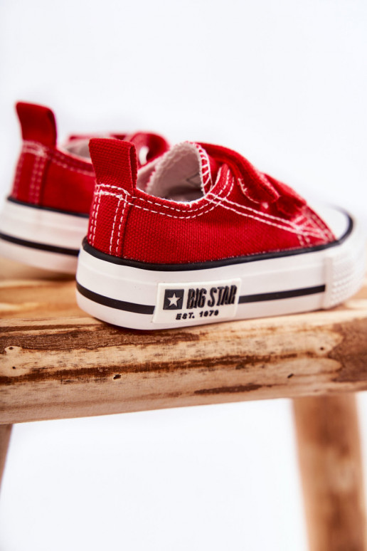 Infantil  sapatos casuais com fixadores adesivos BIG STAR KK374082 cor vermelha