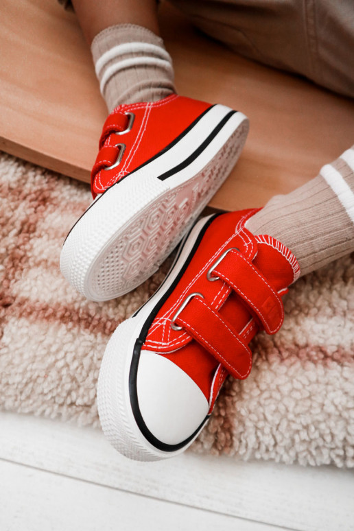 Infantil  sapatos casuais com fixadores adesivos BIG STAR KK374082 cor vermelha