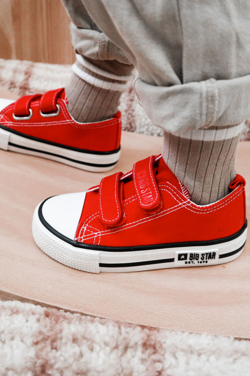 Infantil  sapatos casuais com fixadores adesivos BIG STAR KK374082 cor vermelha