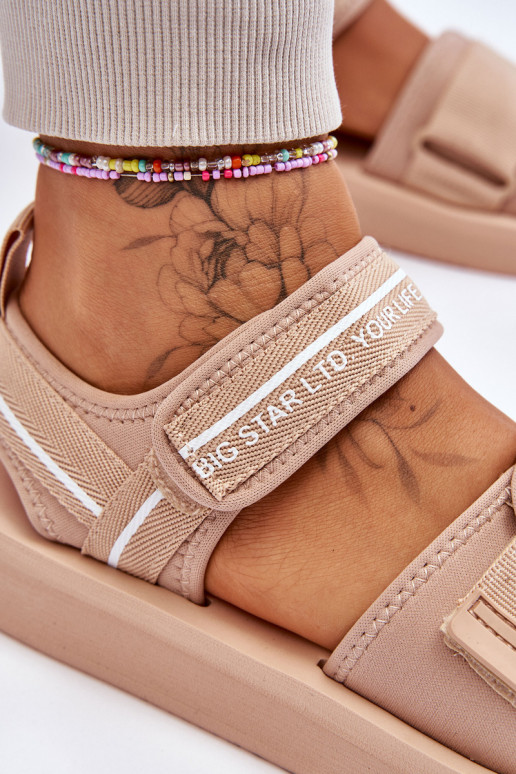 Sandálias femininas com fixadores adesivos Big Star LL274787 bege