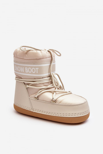 Feminino Botas de inverno com cadarços bege Soia