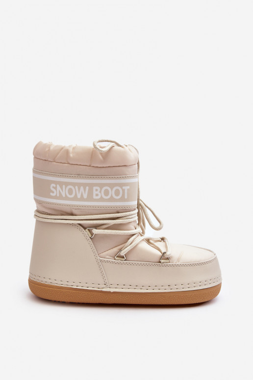 Feminino Botas de inverno com cadarços bege Soia