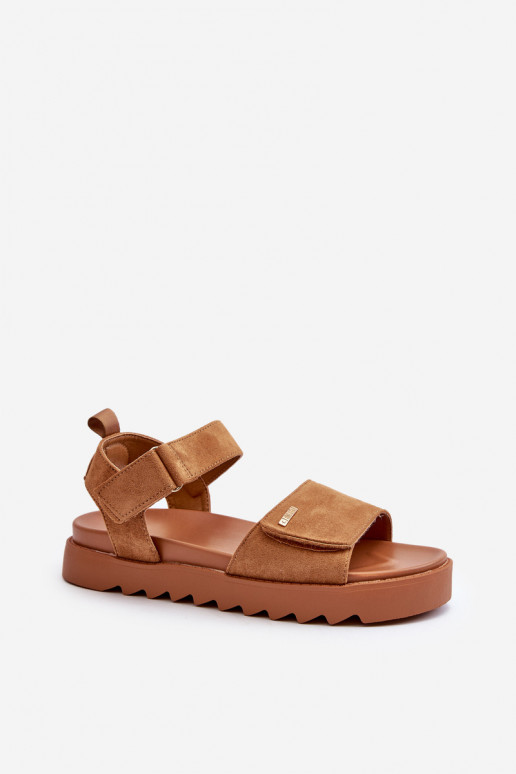 Feminino Sandálias de camurça com uma plataforma Big Star NN274705 cor marrom