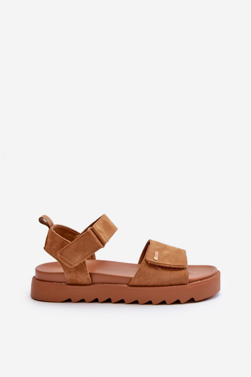 Feminino Sandálias de camurça com uma plataforma Big Star NN274705 cor marrom