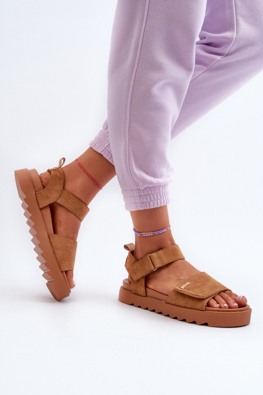 Feminino Sandálias de camurça com uma plataforma Big Star NN274705 cor marrom