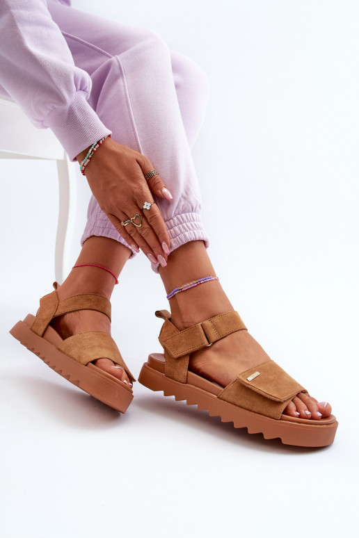 Feminino Sandálias de camurça com uma plataforma Big Star NN274705 cor marrom