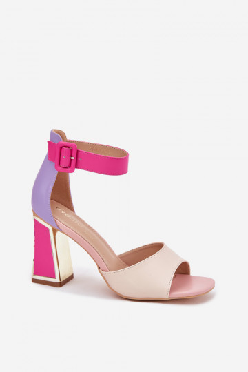 Sandálias femininas de salto elegante cor areia-rosa Rosazara 2