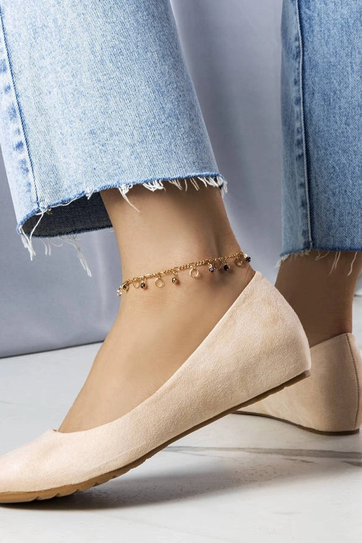 Sapatilhas de balé bege com salto...