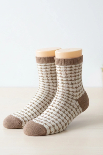 Meias bege com estampas de pied-de-poule Sella