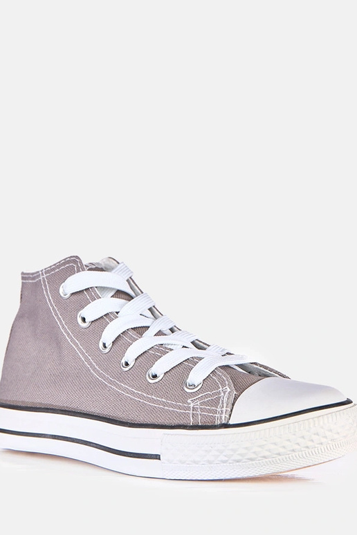 Tênis cinzas infantis acima do...