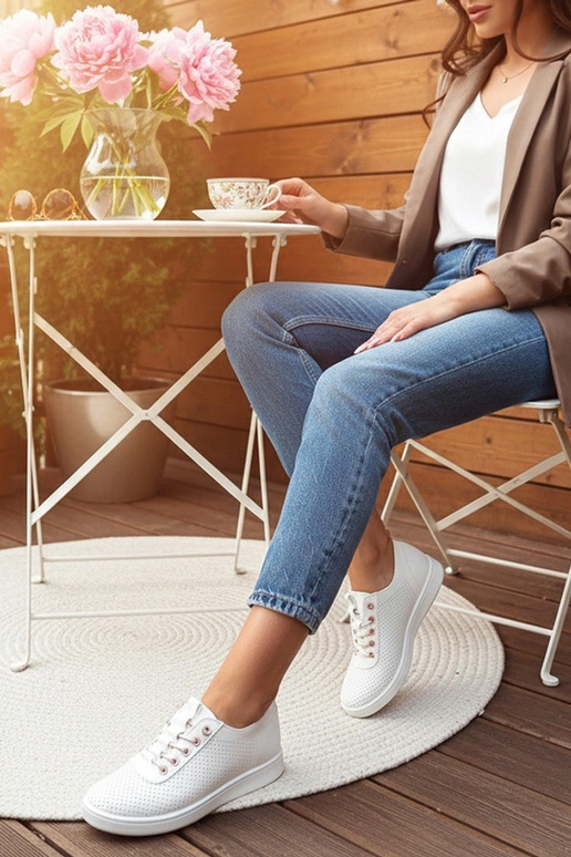 Tênis brancos com recortes Adèle