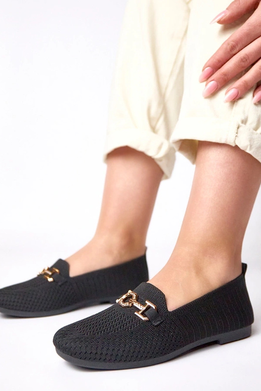 Mocassins pretos de tecido com...