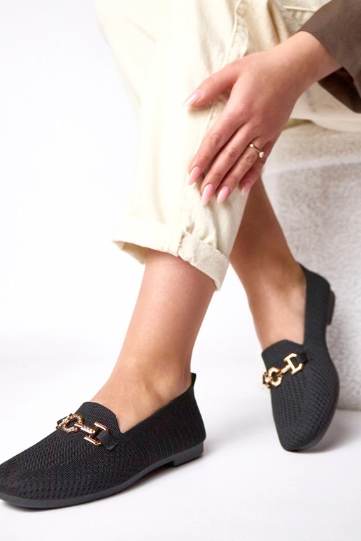 Mocassins pretos de tecido com...