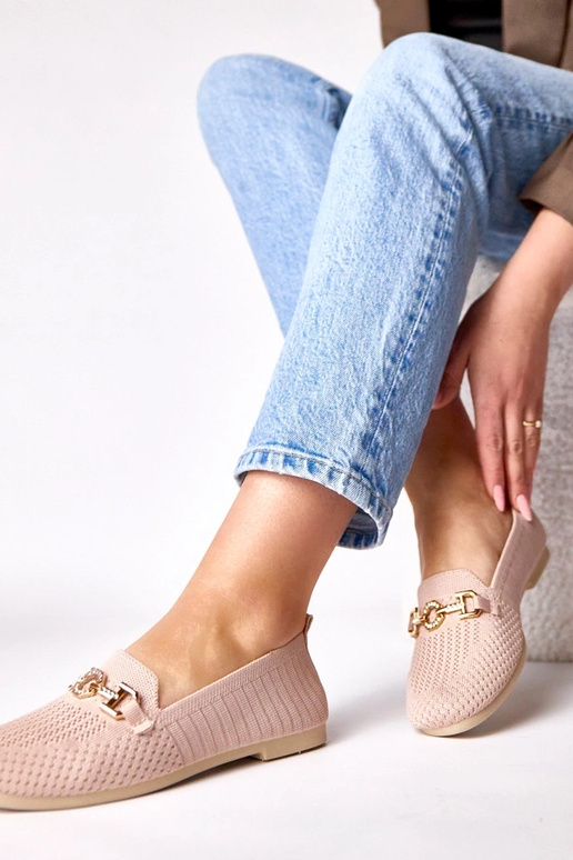 Mocassins rosa de tecido com...