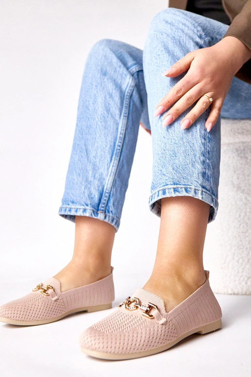 Mocassins rosa de tecido com...