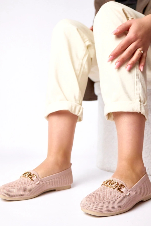 Mocassins rosa de tecido com...