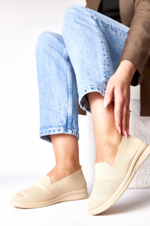 Tênis de tecido cor areia slip-on Noémie