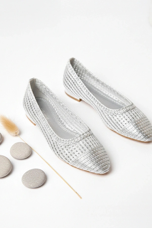 Bailarinas prateadas vazadas com...