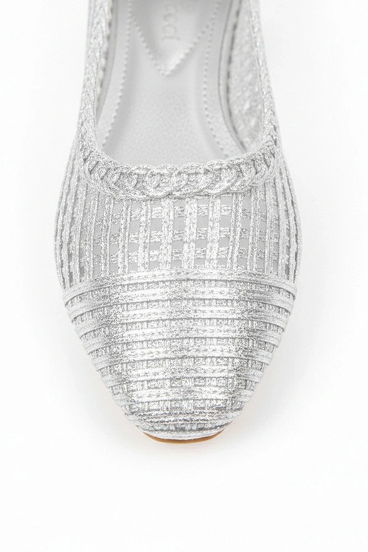 Bailarinas prateadas vazadas com...