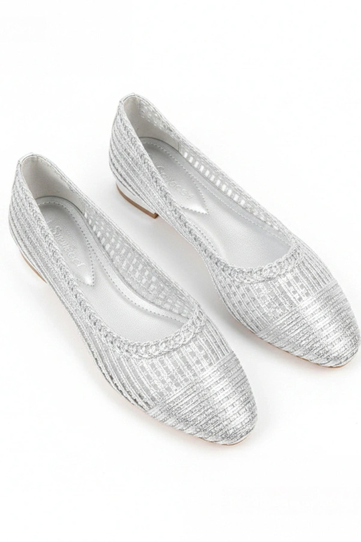 Bailarinas prateadas vazadas com...