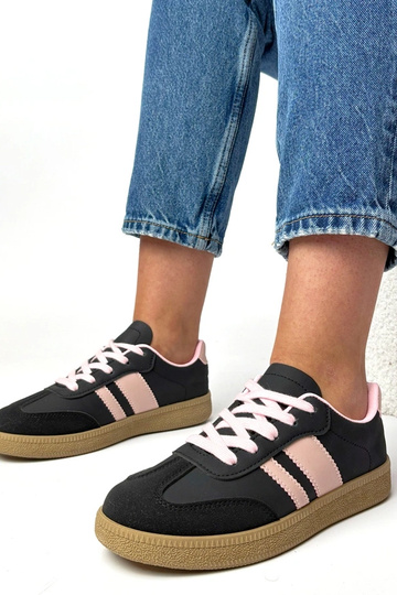 Tênis casuais pretos e rosa com plataforma Thérèse 2