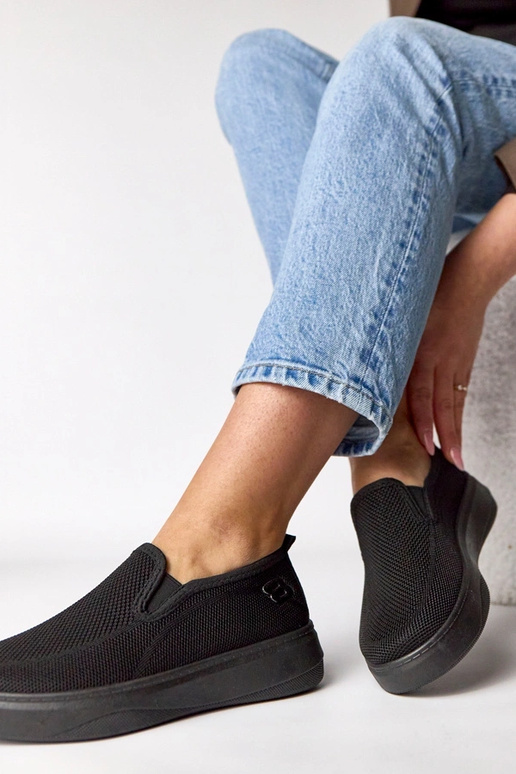 Tênis de tecido preto plataforma Céleste