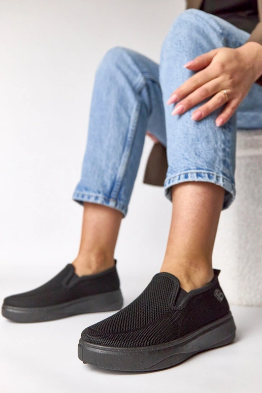 Tênis de tecido preto plataforma Céleste