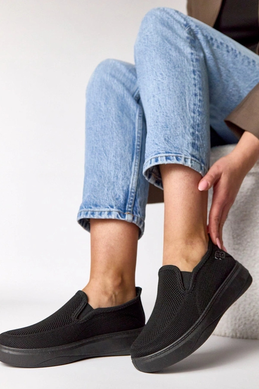 Tênis de tecido preto plataforma Céleste