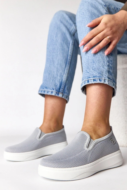Tênis de tecido cinza plataforma Céleste