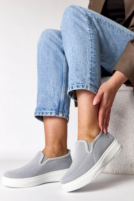 Tênis de tecido cinza plataforma Céleste