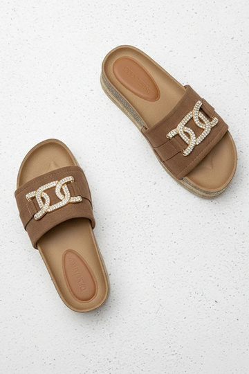 Chinelo plataforma com adornos brilhantes Faustine