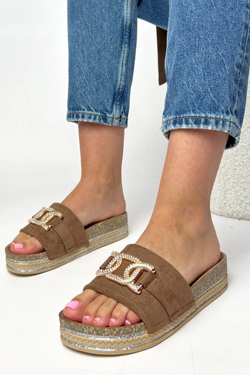Chinelo plataforma com adornos brilhantes Faustine 2