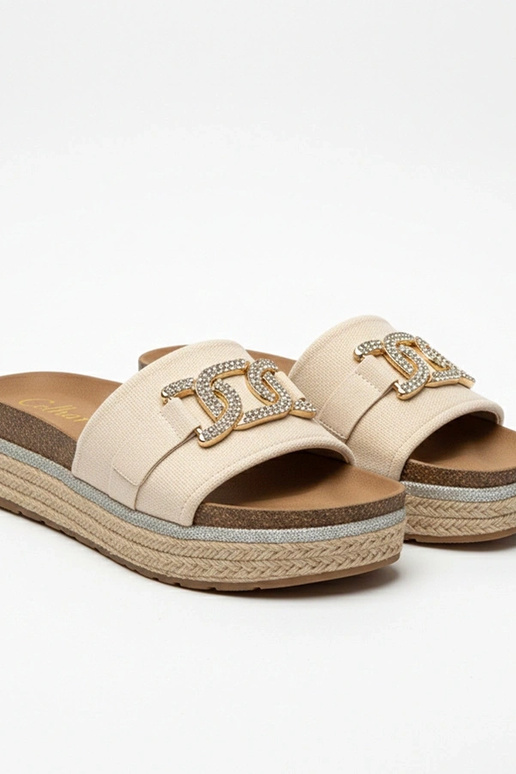 Chinelo plataforma cor areia com...