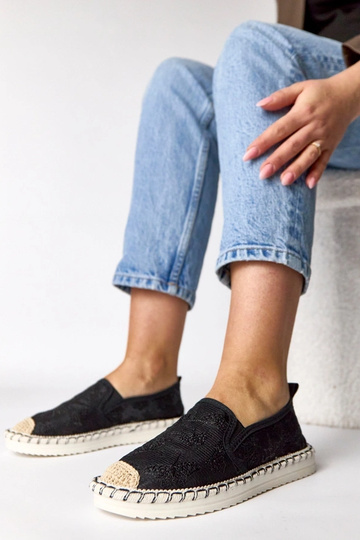 Espadrilhas pretas com brilho Lucie
