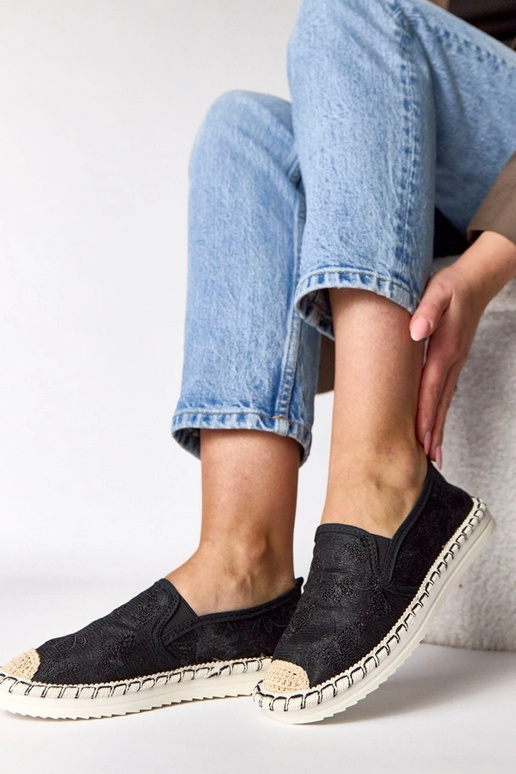 Espadrilhas pretas com brilho Lucie