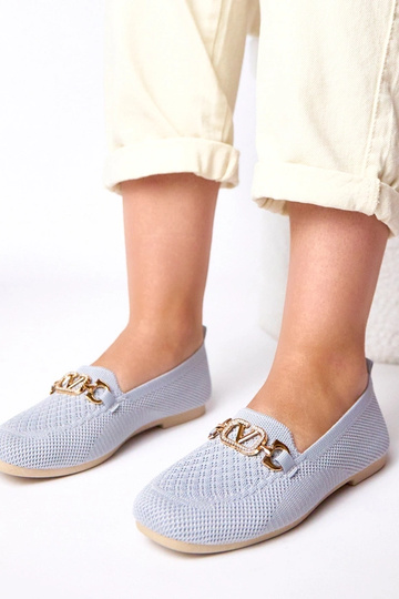 Mocassins de tecido cinza com detalhe dourado Bianca 2