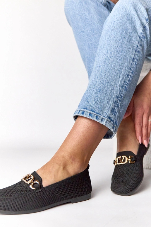Mocassins de tecido pretos com...