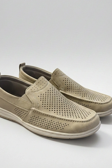 Mocassins masculinos perfurados bege Finn
