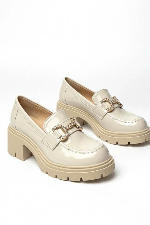 Mocassins cremosos laqueados com...