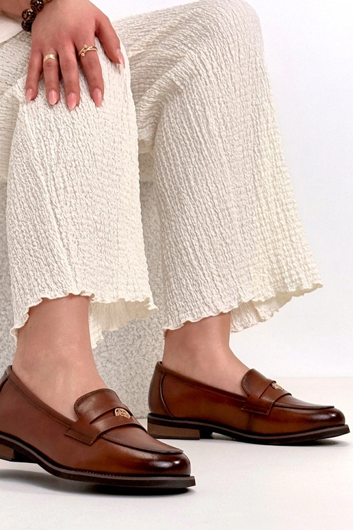 Mocassins marrons de couro com decoração Cambell