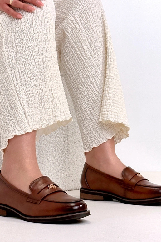 Mocassins marrons de couro com decoração Cambell