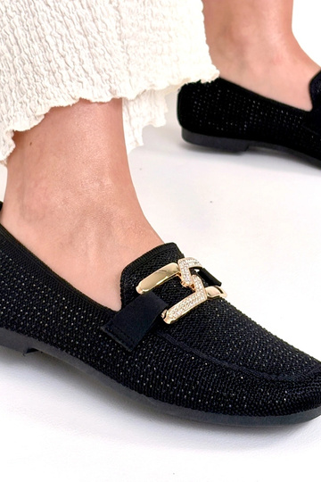 Mocassins pretos decorados com zircônias Penelope 2